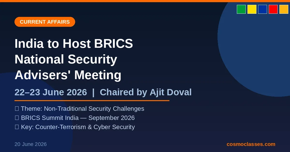 India to Host BRICS National Security Advisers' Meeting 2026 banner