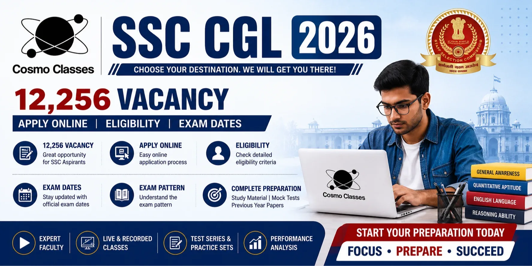 SSC CGL 2026: 12256 Vacancy, Eligibility & Exam Dates