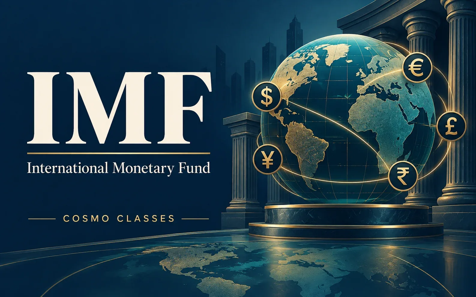 IMF अंतरराष्ट्रीय मुद्रा कोष: वैश्विक मौद्रिक सहयोग का प्रतीकात्मक चित्रण