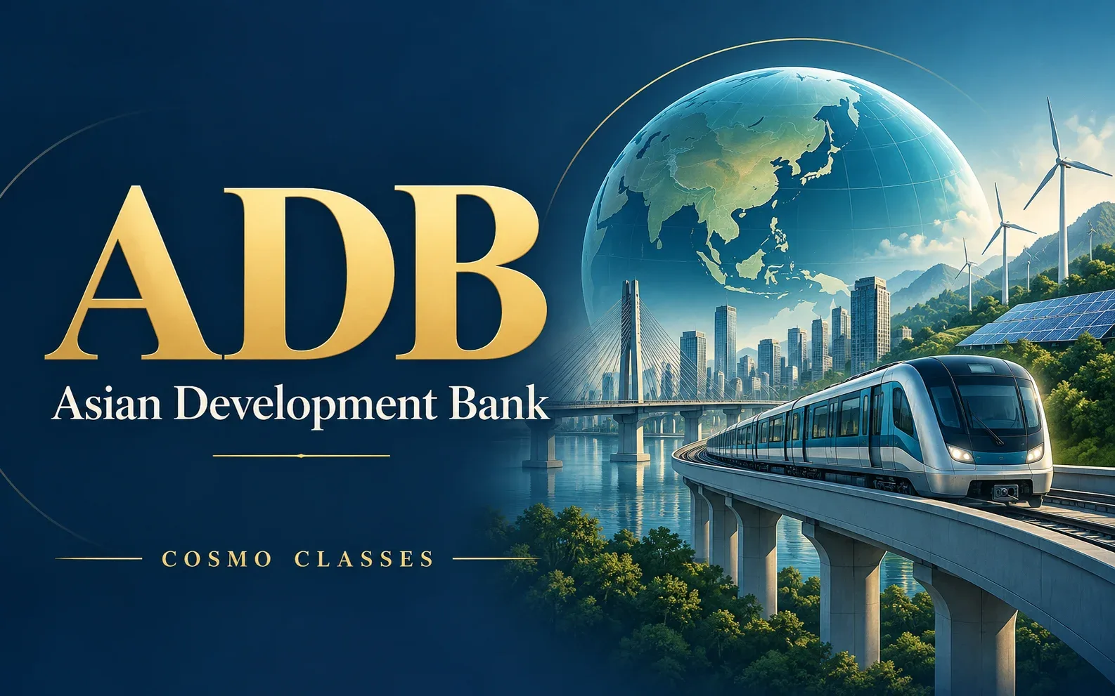 ADB एशियाई विकास बैंक: परिवहन, स्वच्छ ऊर्जा और टिकाऊ बुनियादी ढाँचे का चित्रण