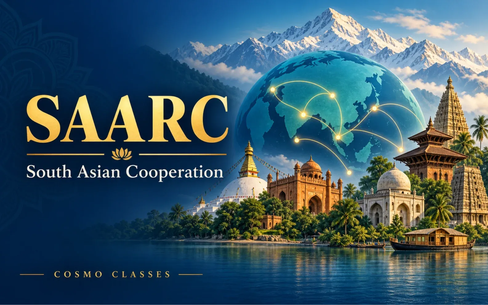SAARC: दक्षिण एशिया की सांस्कृतिक विविधता और क्षेत्रीय सहयोग का प्रतीकात्मक चित्रण