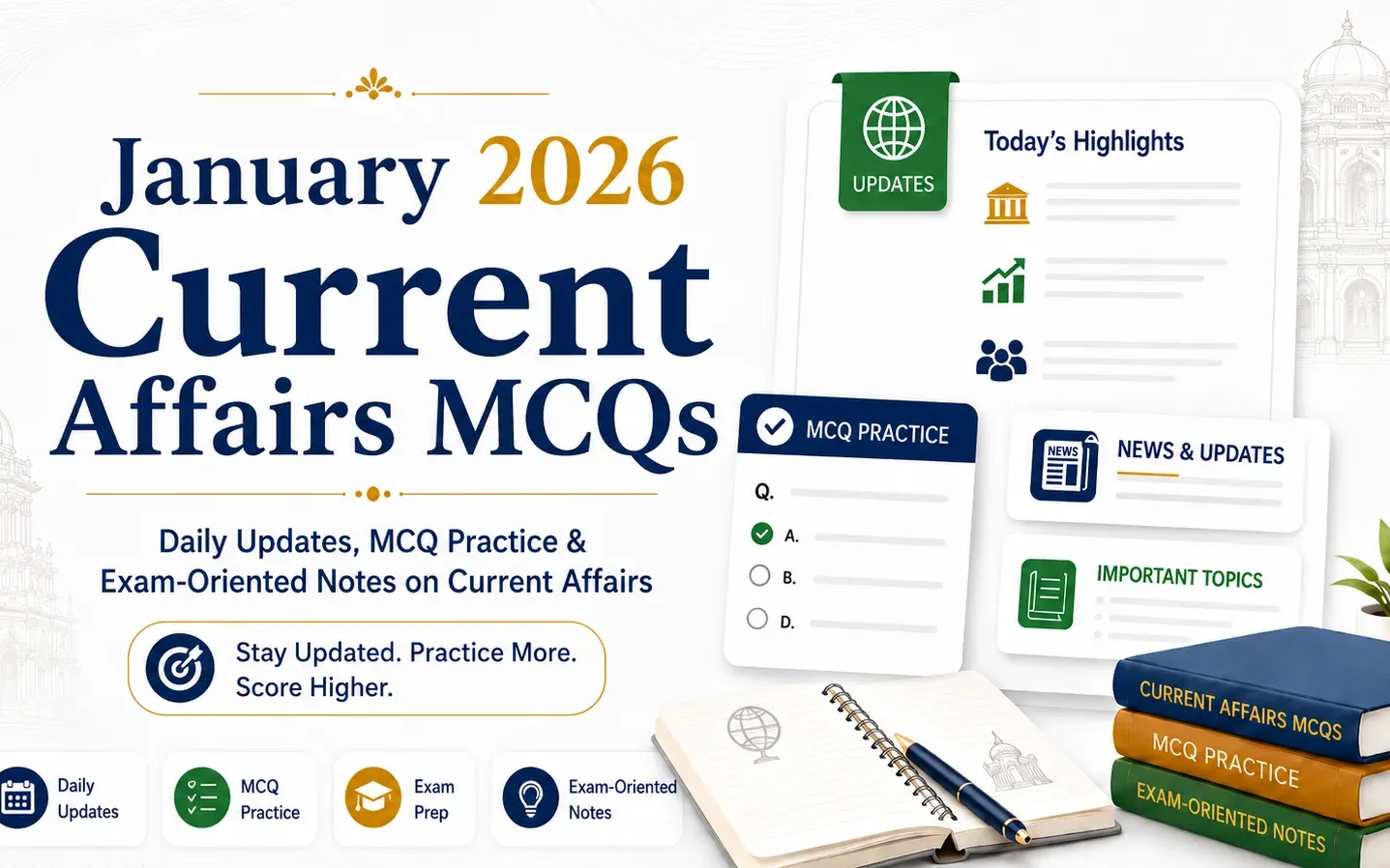 January 2026 Current Affairs MCQs – daily current affairs quiz banner for competitive exams