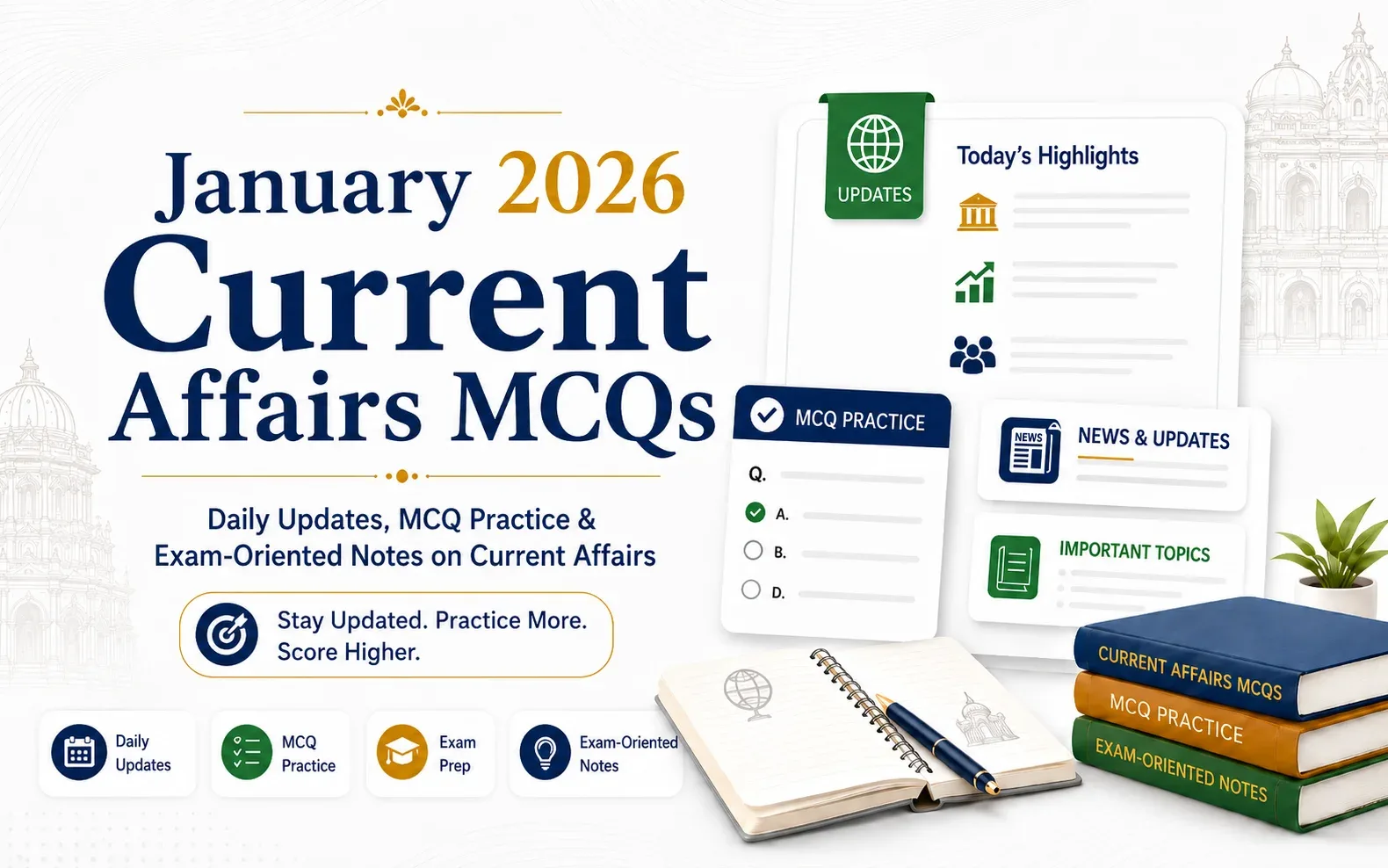 January 2026 Current Affairs MCQs – daily current affairs quiz banner for competitive exams