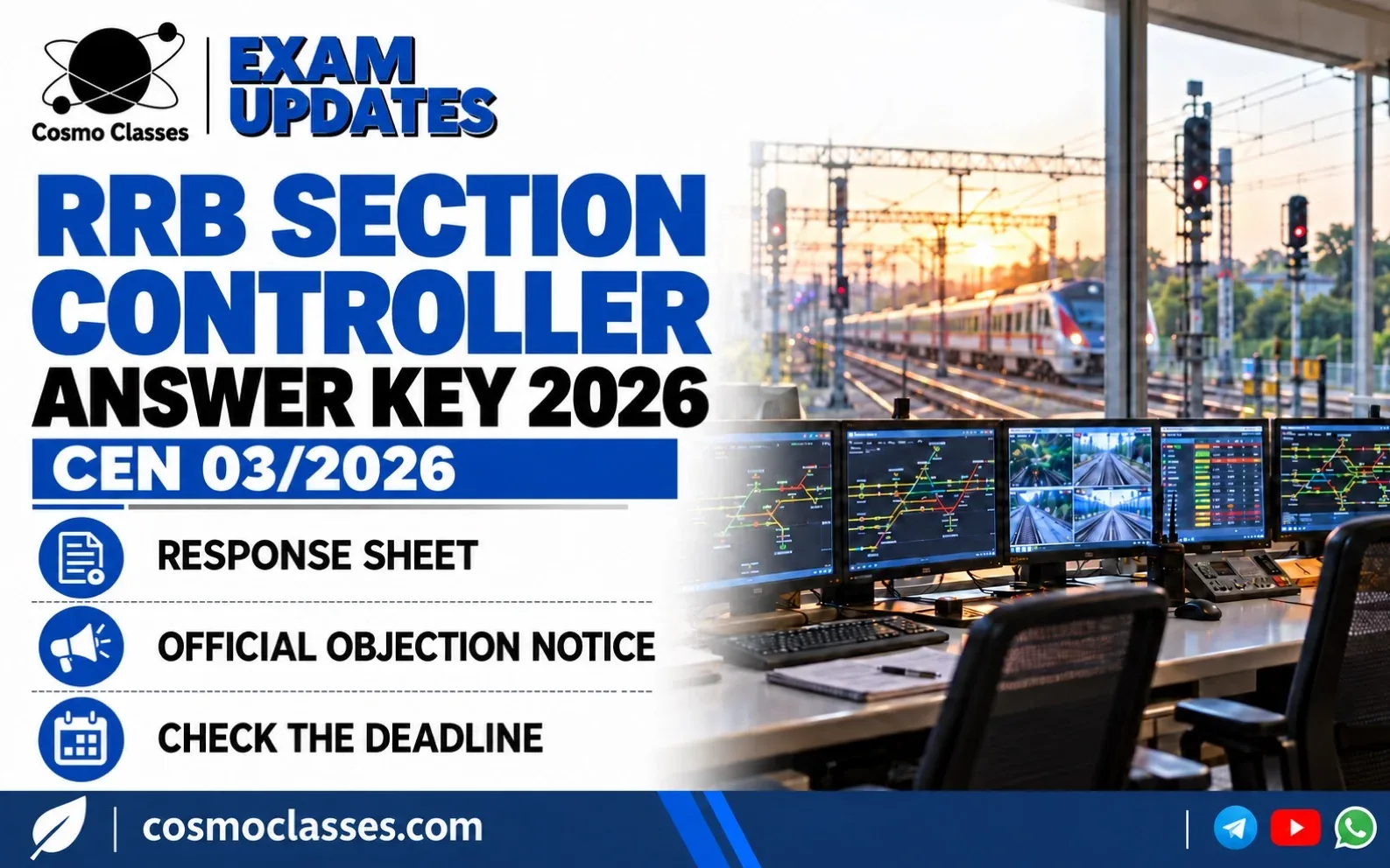 RRB Section Controller Answer Key 2026: Objections Close 25 October — Cosmo Classes illustrated exam update