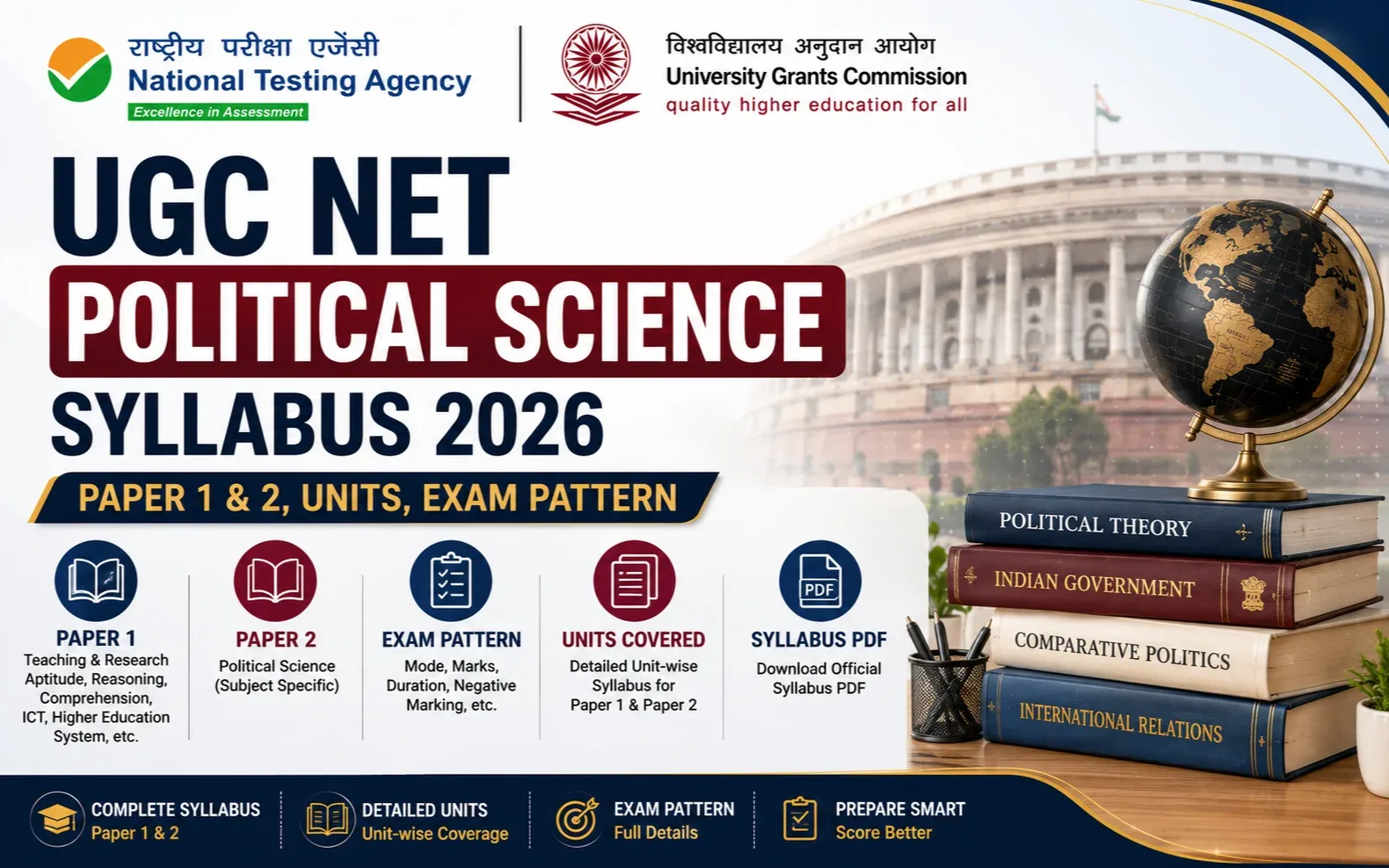 UGC NET Political Science Syllabus 2026: Paper 1 & 2, Units, Exam Pattern