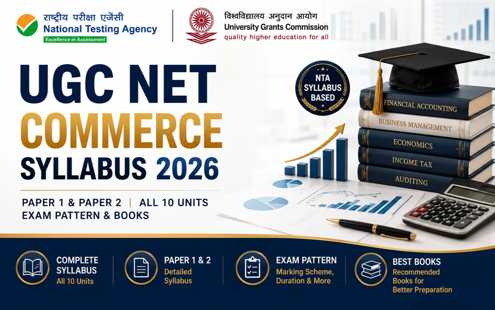 UGC NET Commerce Syllabus 2026: Paper 1 & 2, All 10 Units, Exam Pattern & Books