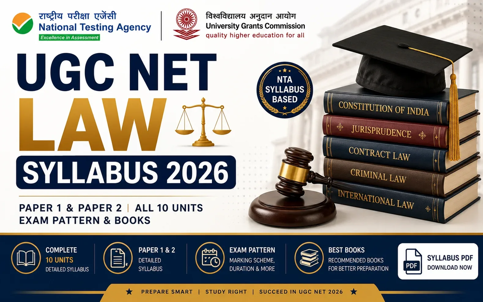 UGC NET Law Syllabus 2026: Paper 1 & 2, All 10 Units, Exam Pattern & Books