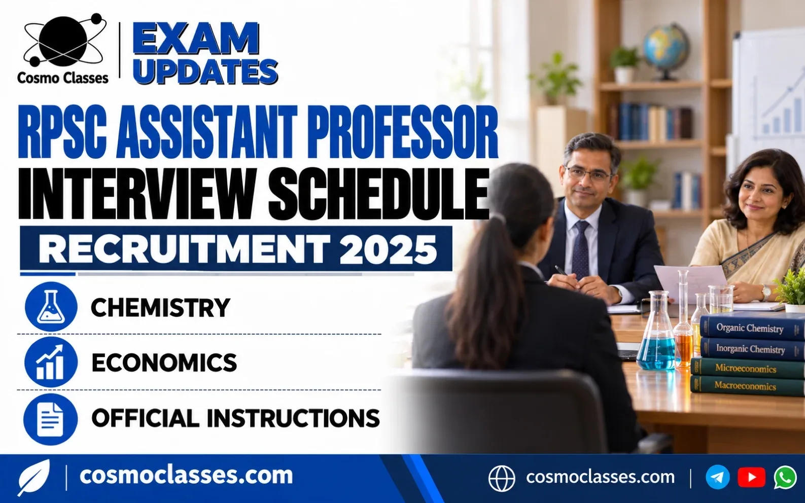 RPSC Assistant Professor Interview 2025: Chemistry and Economics Dates — Cosmo Classes illustrated exam update